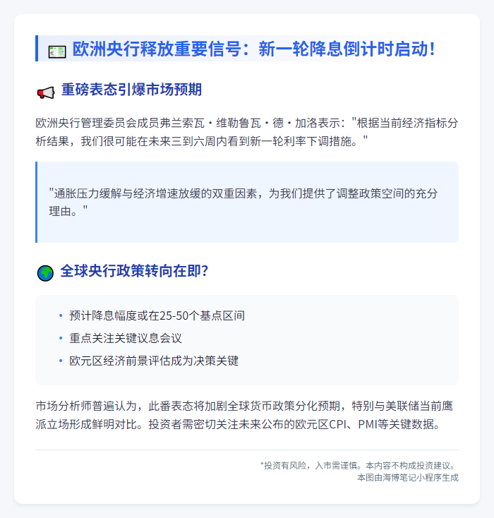 欧洲央行或再次降息