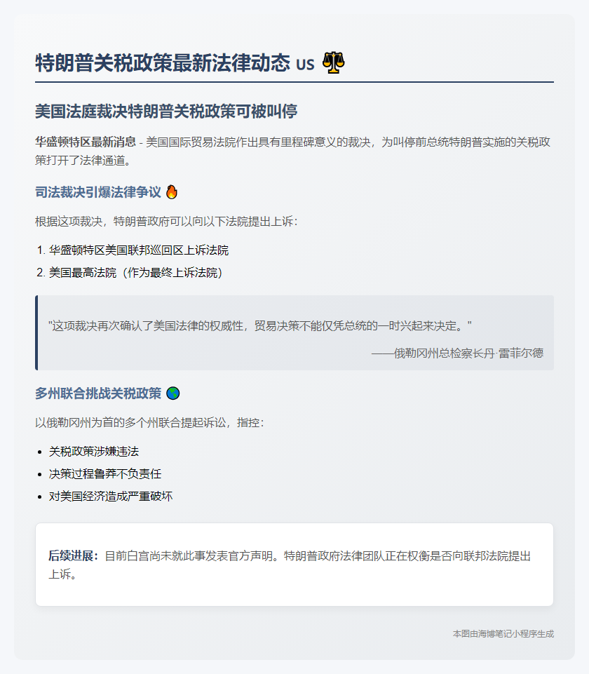 特朗普可就关税裁决上诉