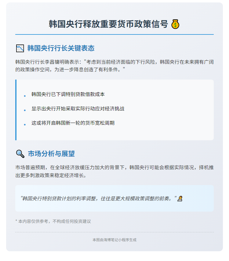 韩央行行长：降息仍有空间