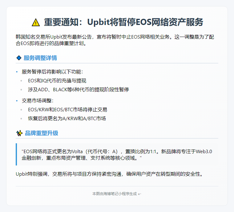 Upbit暂停EOS充提交易