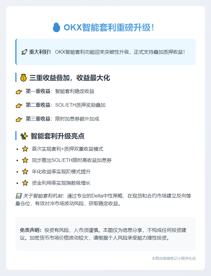 "OKX智能套利新增质押收益"