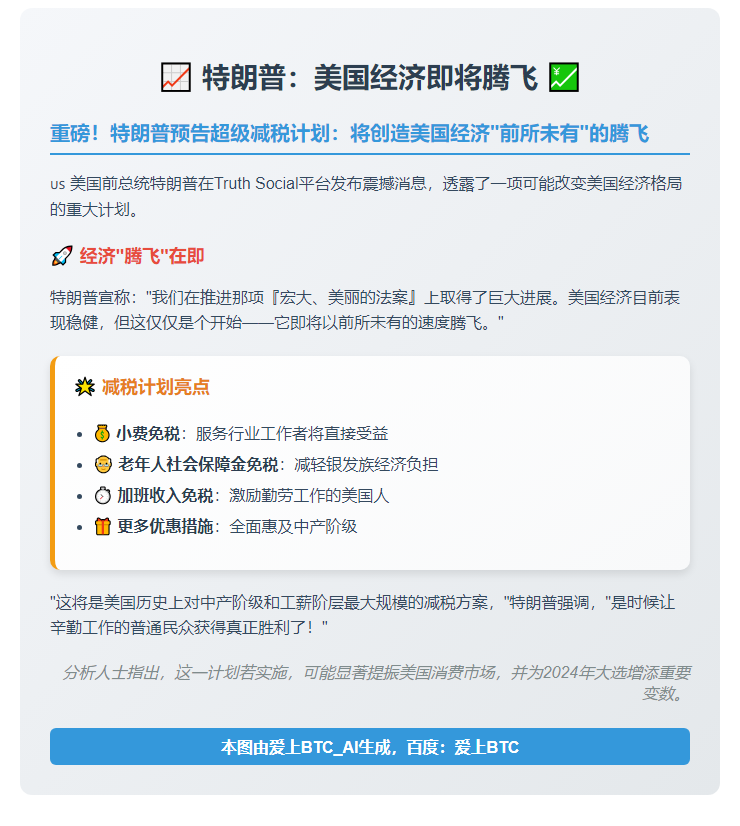特朗普：美国经济即将腾飞