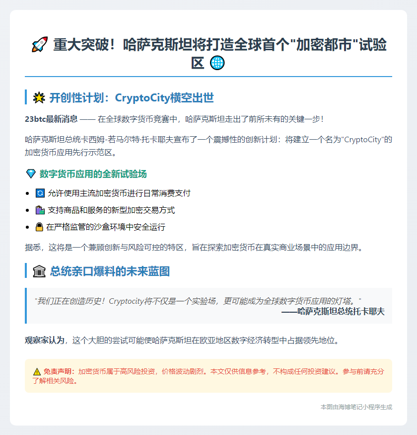 哈萨克斯坦试点加密货币支付