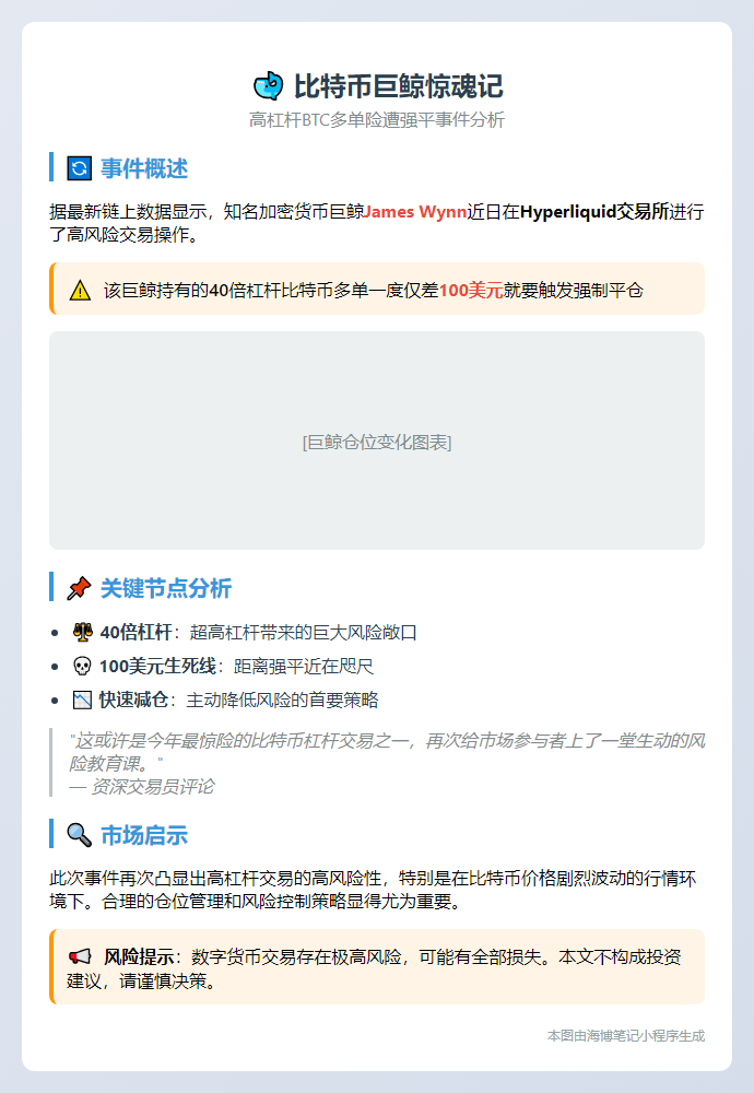 巨鲸减持高杠杆BTC多单，险遭强平