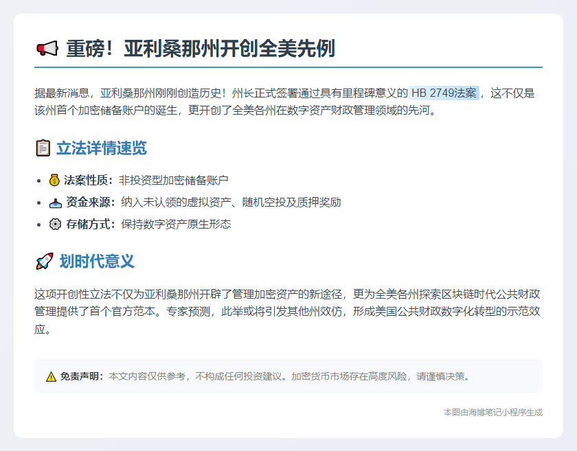 亚利桑那州设首个加密储备账户