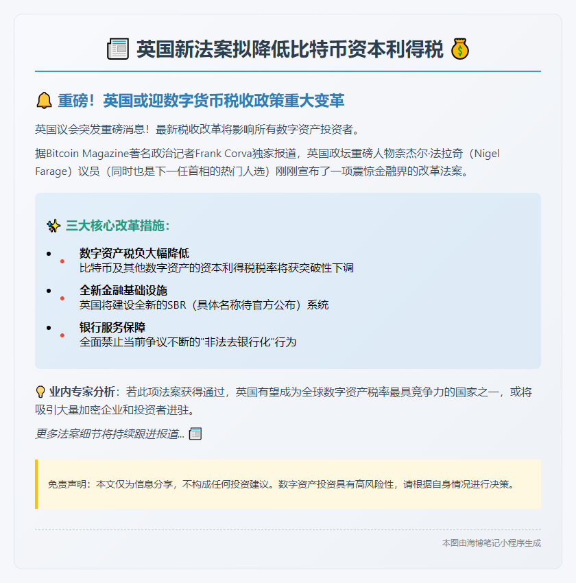 英国新法案拟降低比特币资本利得税