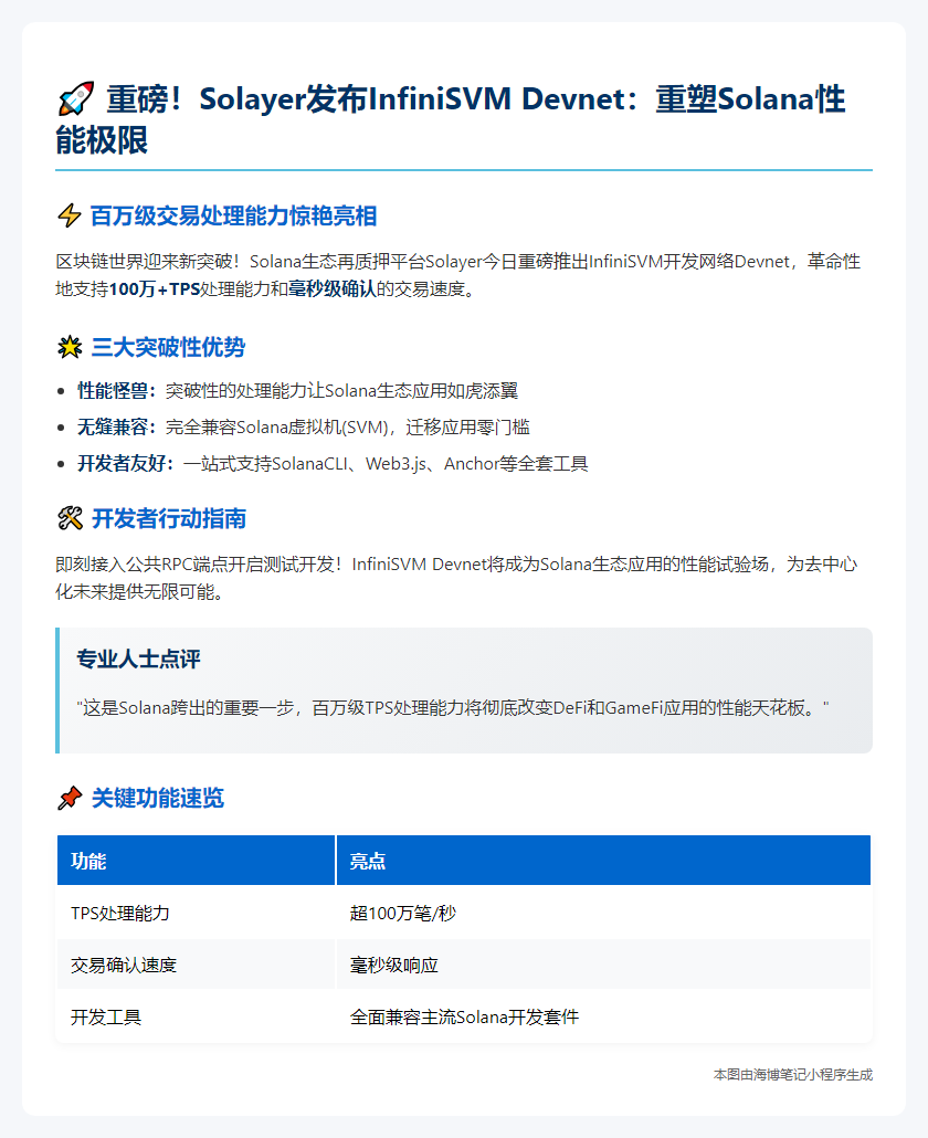 Solayer推出InfiniSVM测试网