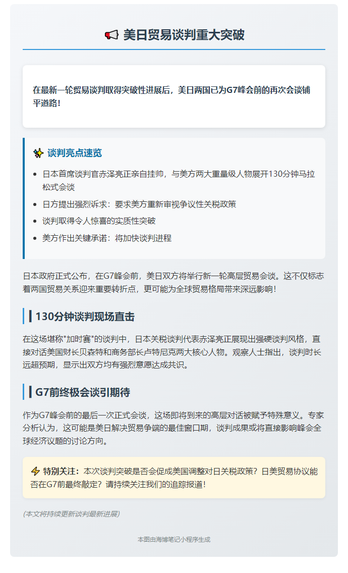 G7前日美贸易谈判获突破