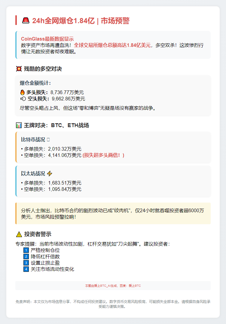 24h全网爆仓1.84亿