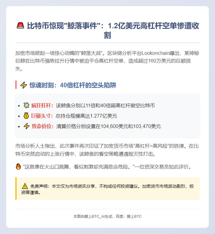 巨鲸甩空单，比特币大涨亏160万