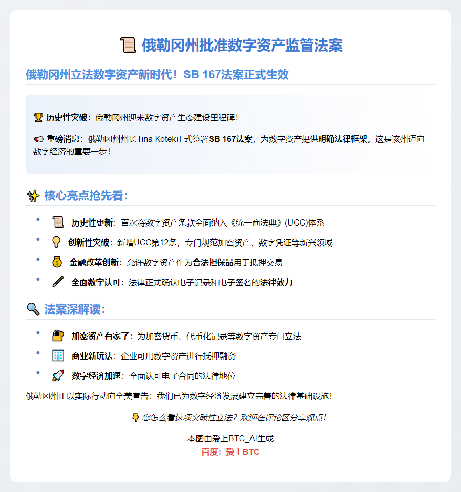 俄勒冈州批准数字资产监管法案