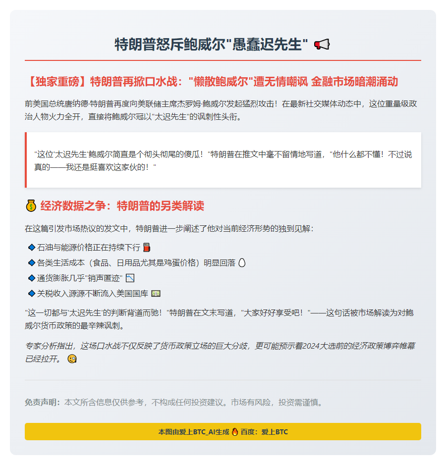 特朗普怒斥鲍威尔
