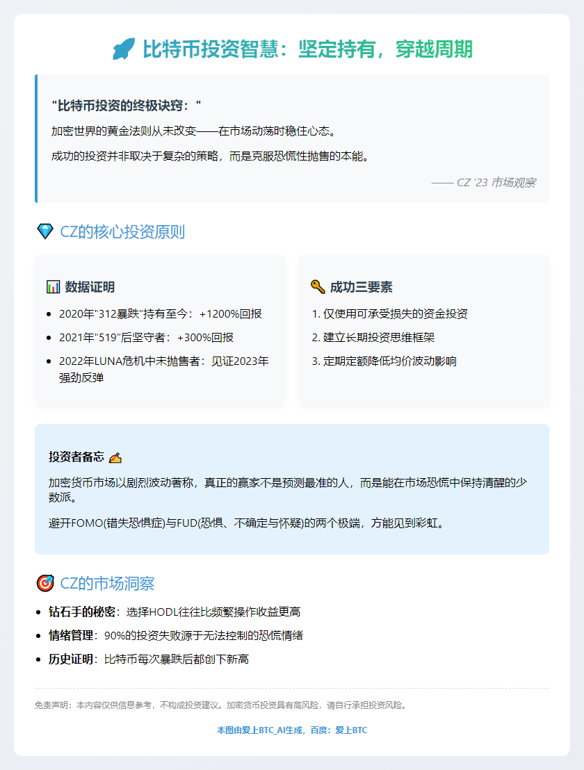 CZ：投资比特币别恐慌抛售