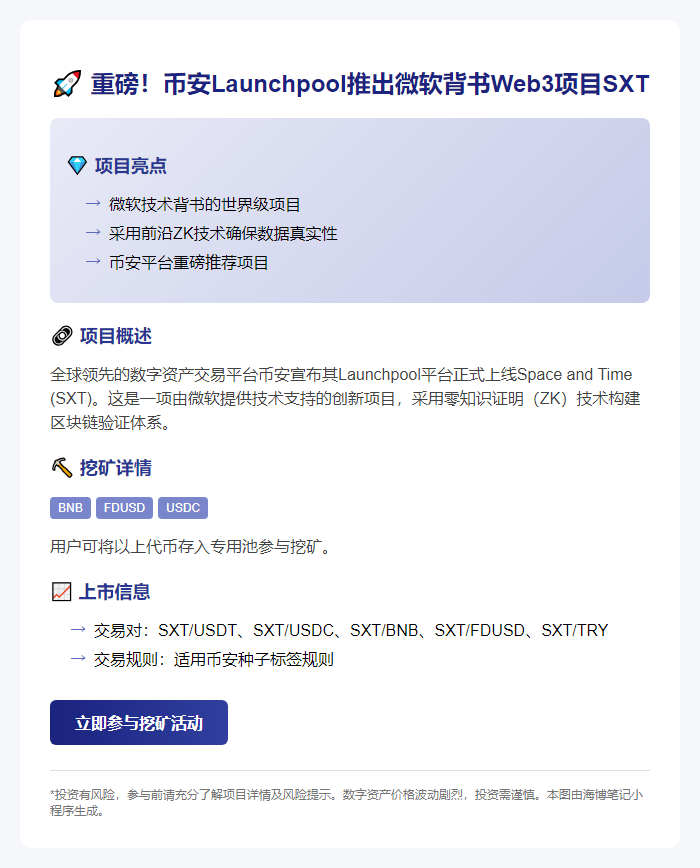 币安上线SXT代币