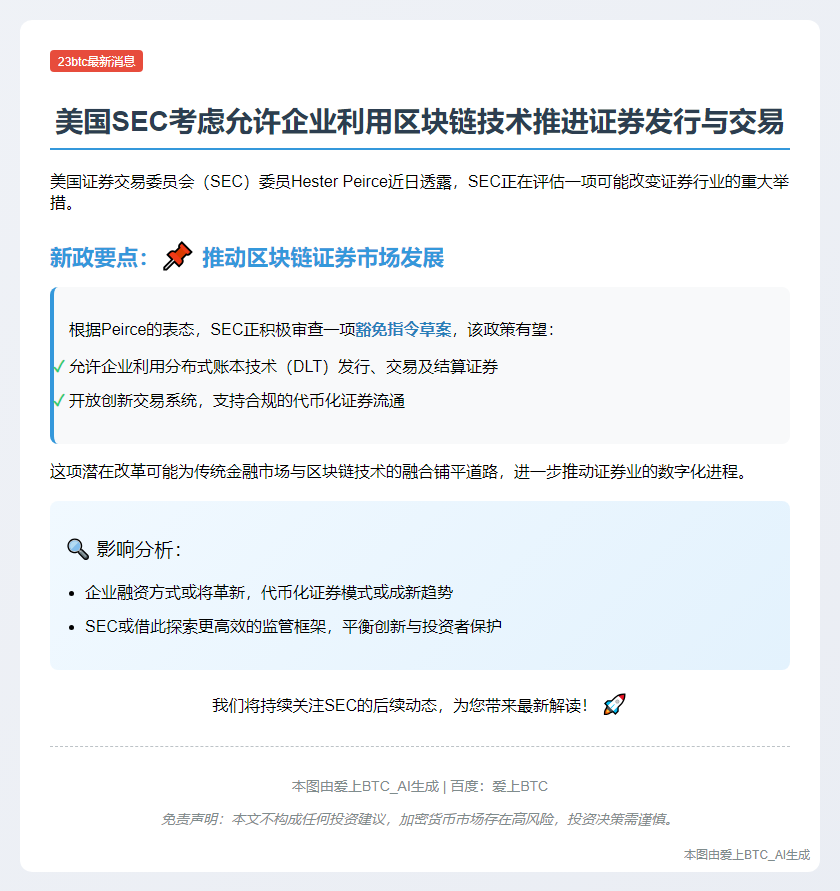 SEC拟允许企业通过区块链发行证券