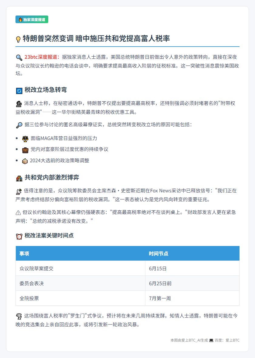 特朗普施压众议院提高最高税率