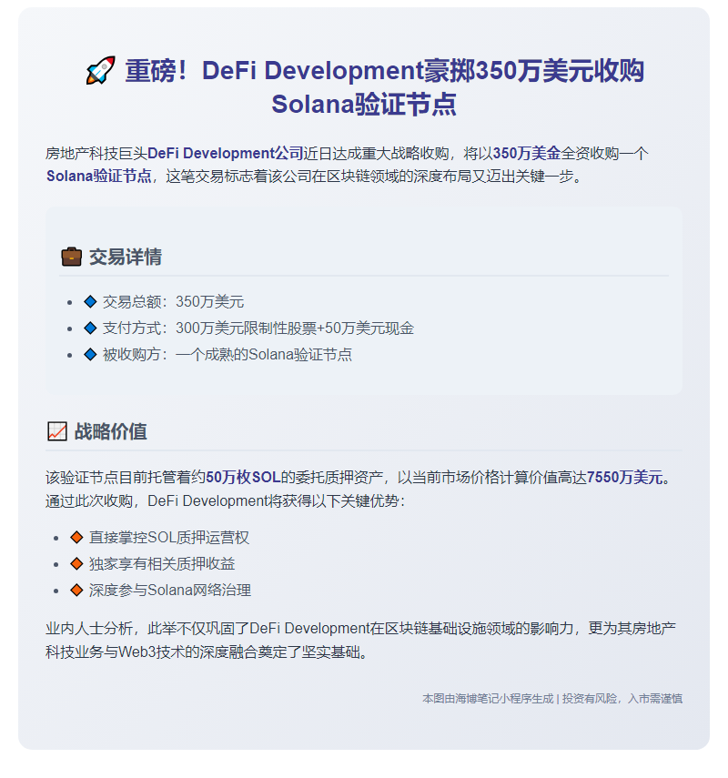 DeFi Development Acquires Solana Node for $3.5M