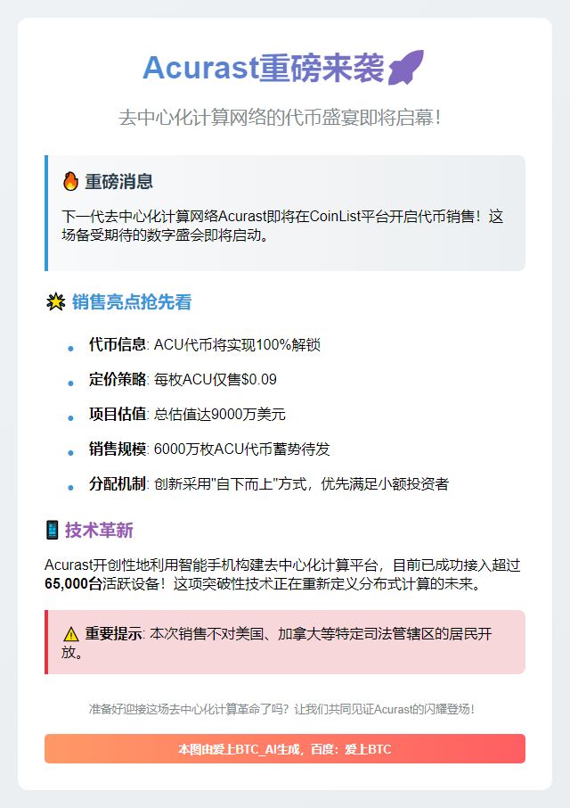 Acurast代币5月16日CoinList开售