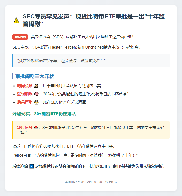 SEC委员抨击比特币ETF审批