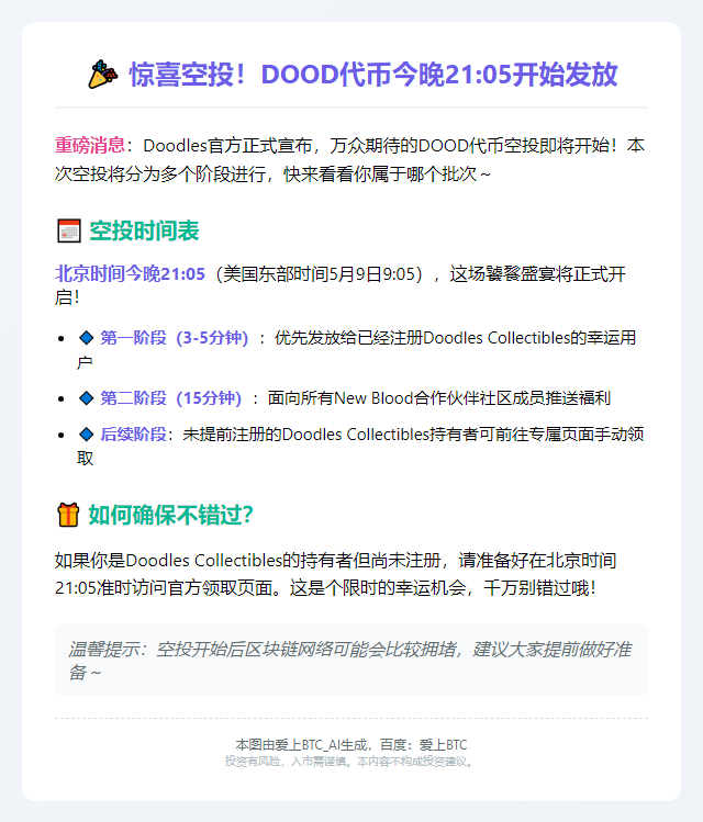 "Doodles DOOD空投5月9日启动"