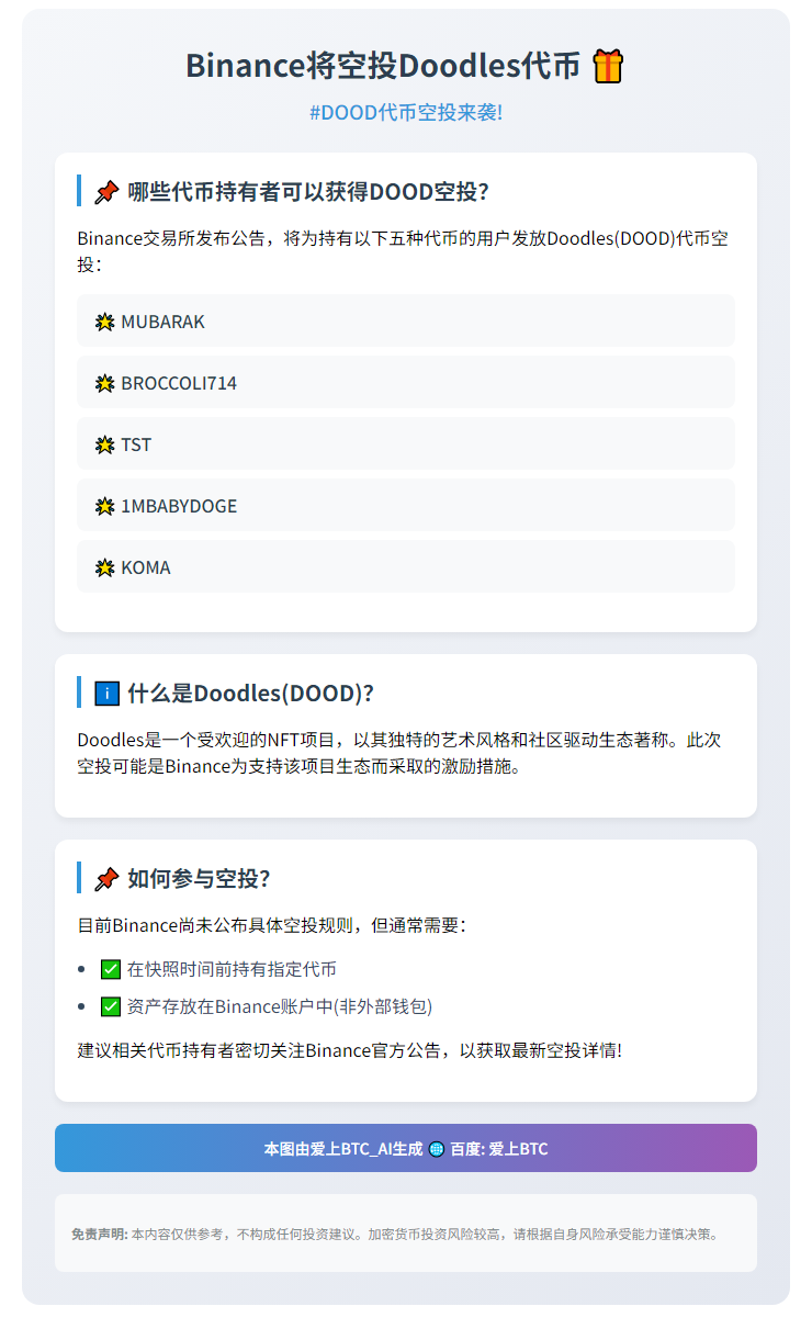 Binance将空投Doodles代币