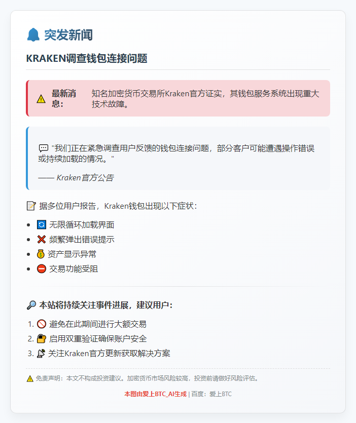 KRAKEN调查钱包连接问题