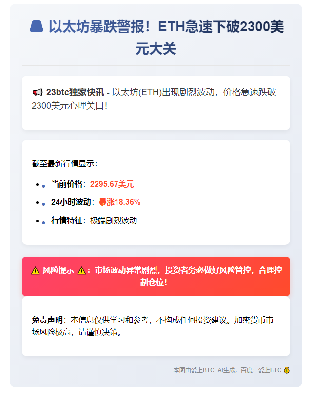ETH跌破2300