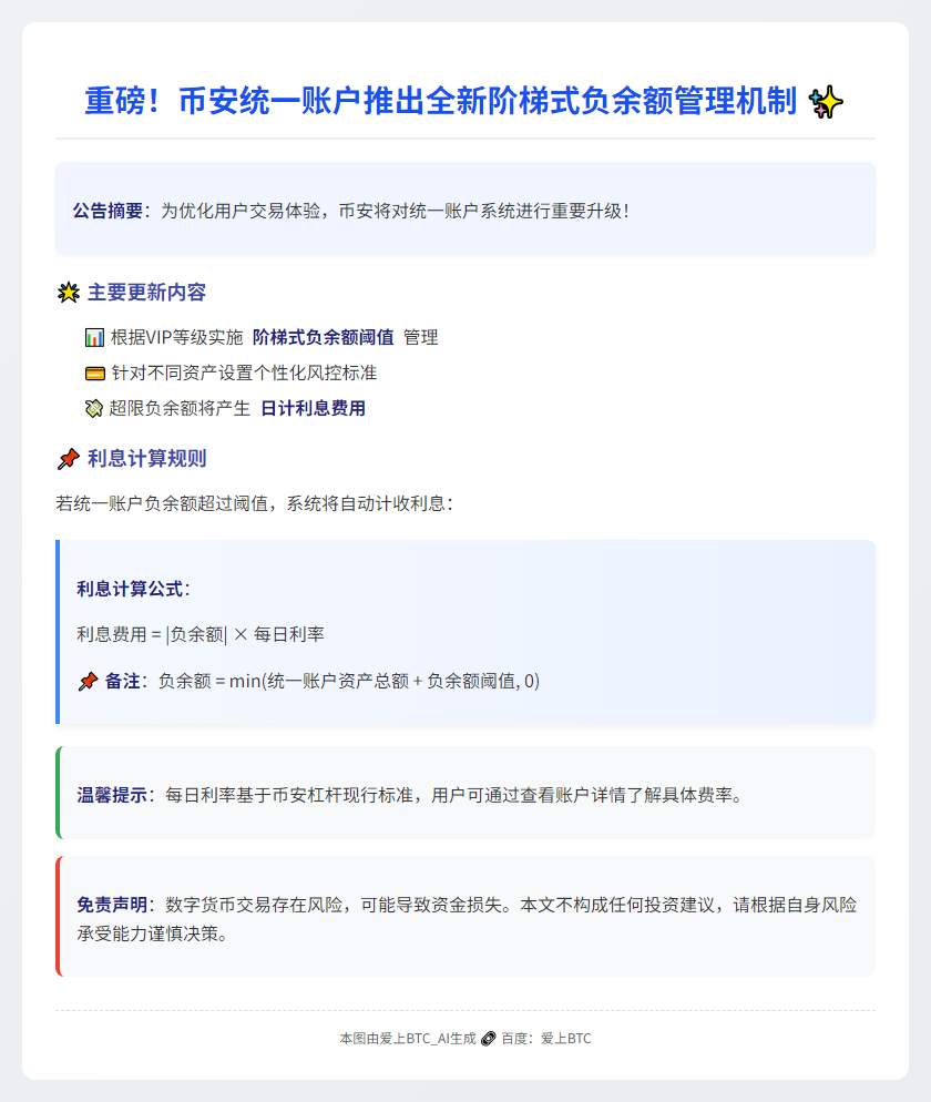 币安统一账户实施阶梯收费