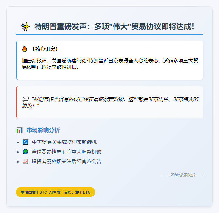特朗普：多项贸易协议在途