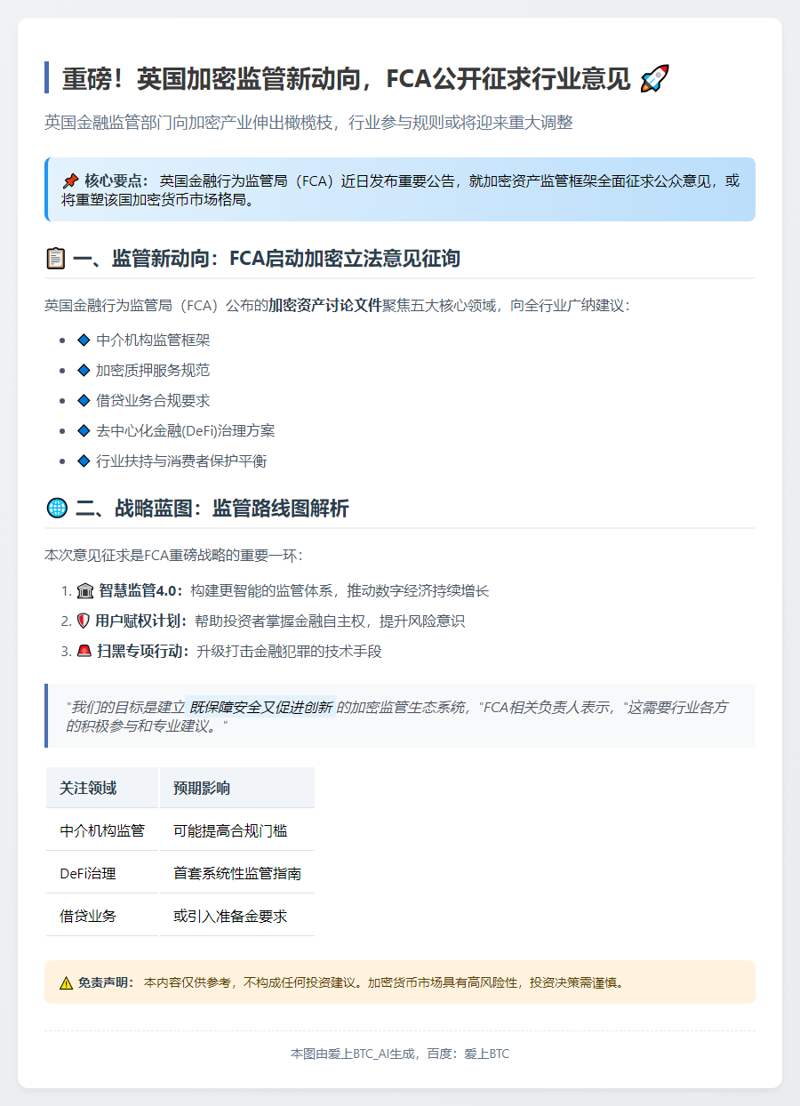 英国金融监管局就加密法征民意