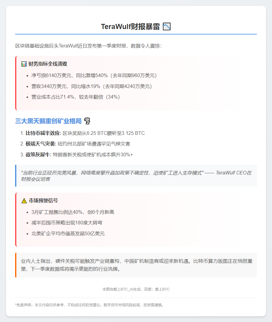 TeraWulf一季度亏损扩大