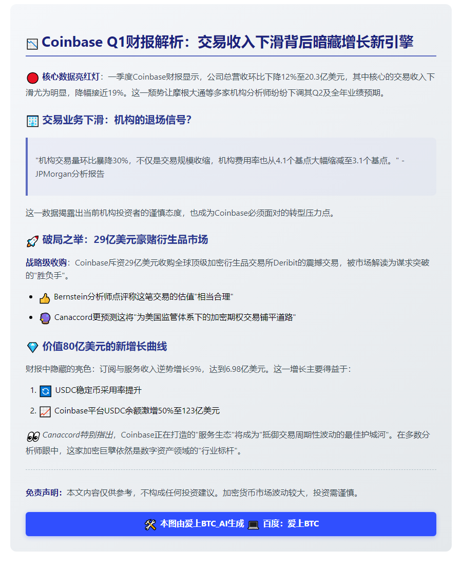 Coinbase营收承压，衍生品扩张引争议