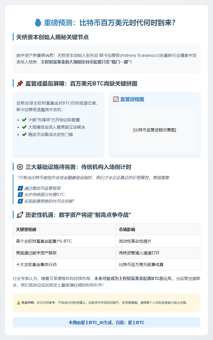 天桥资本：主权基金等美国立法明确后再购比特币