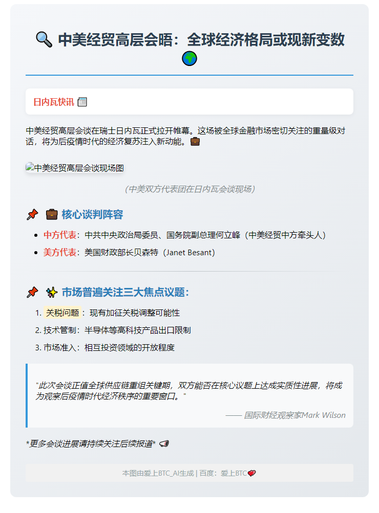 中美经贸高官日内瓦会晤
