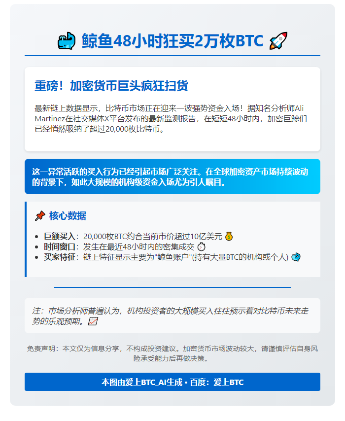 鲸鱼48小时狂买2万枚BTC