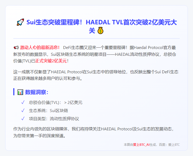 HAEDAL TVL超2亿美元