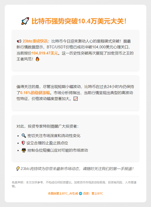BTC破10.4万美元