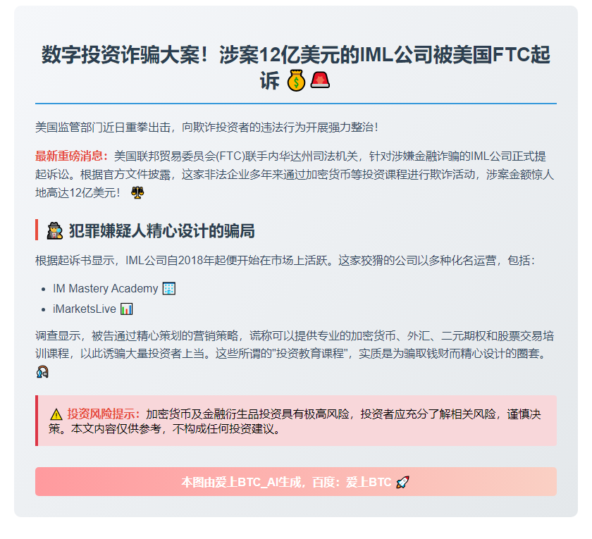 FTC指控IYOVIA诈骗12亿：加密培训骗局