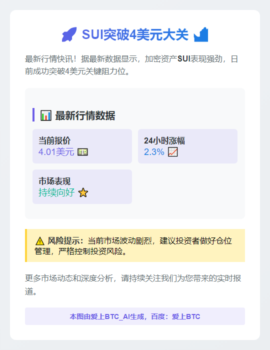 SUI突破4美元