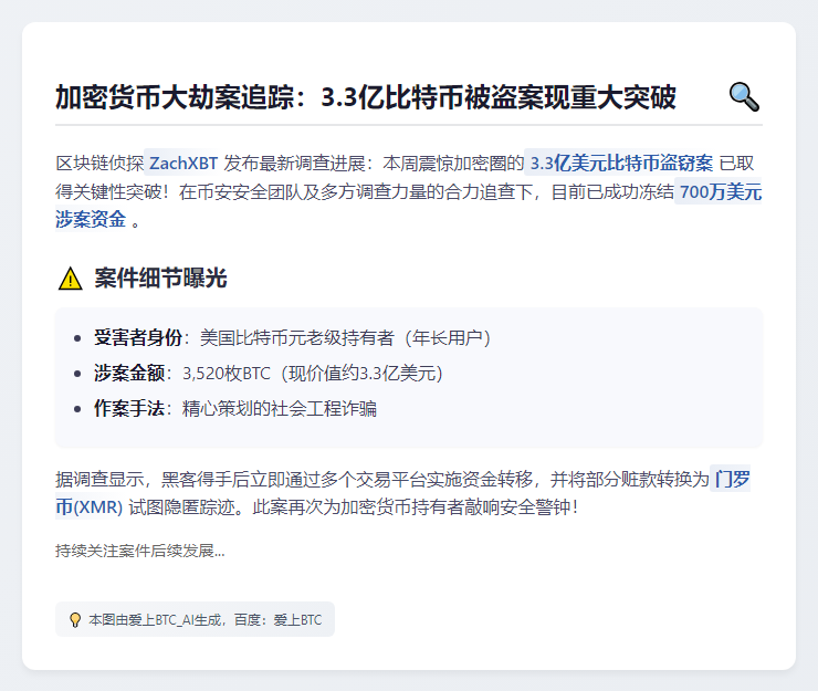 $700万BTC赃款被冻结