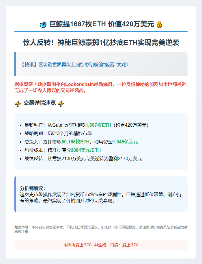 巨鲸提1687枚ETH 价值420万美元