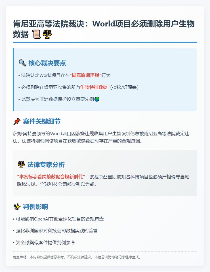 肯尼亚高院判World项目删除用户生物数据
