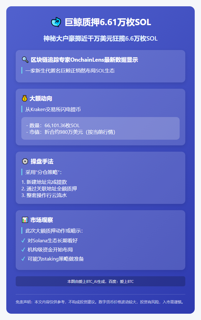 巨鲸质押6.61万枚SOL