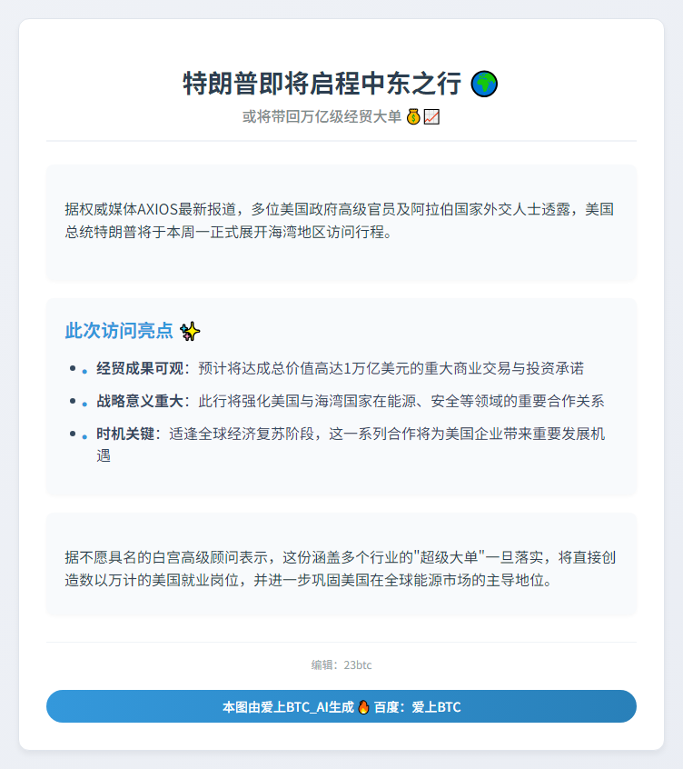 特朗普周一访海湾