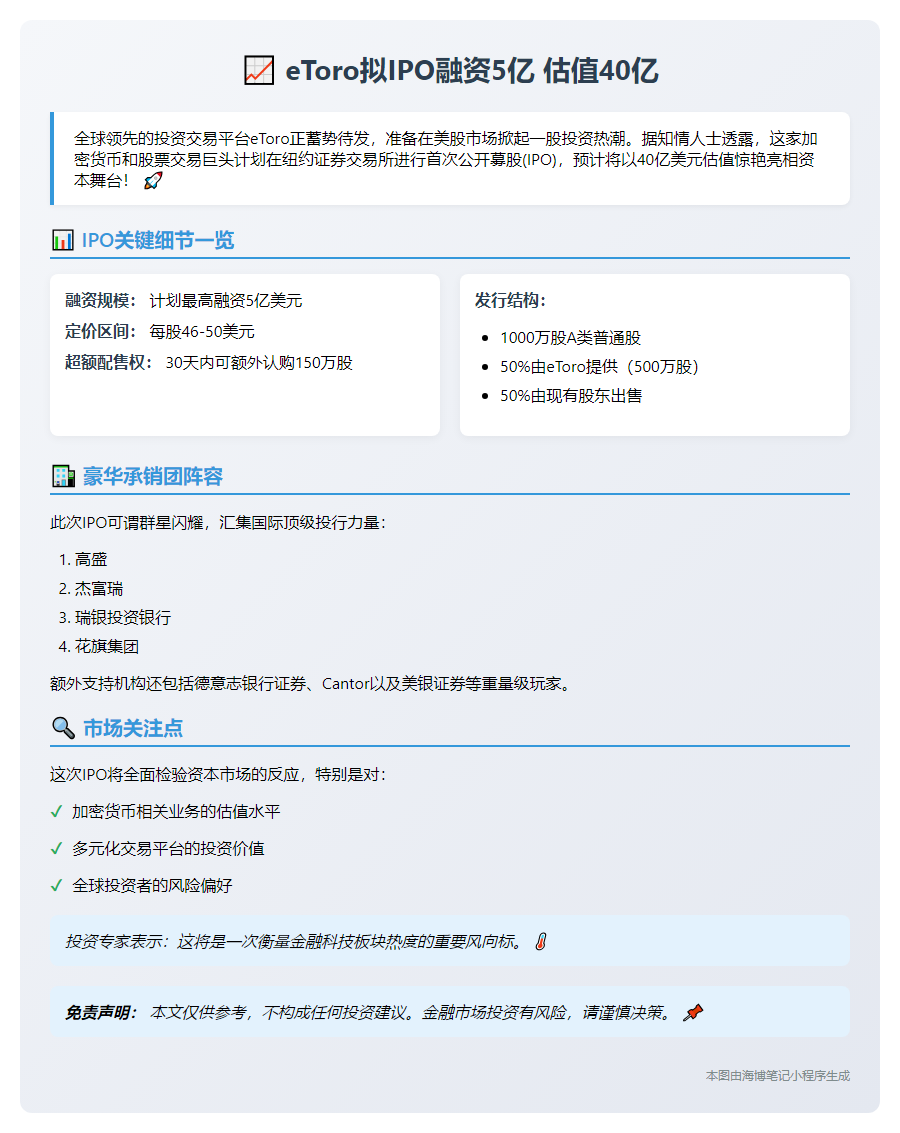 eToro拟IPO融资5亿 估值40亿