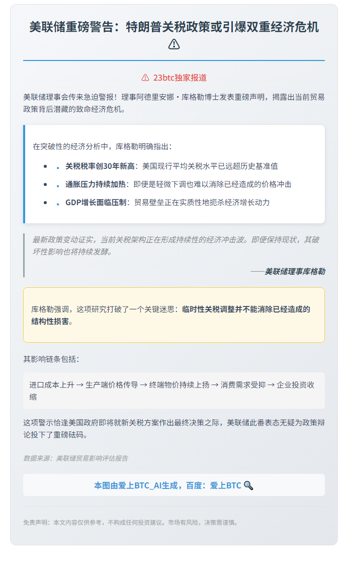 美联储理事：关税影响重大