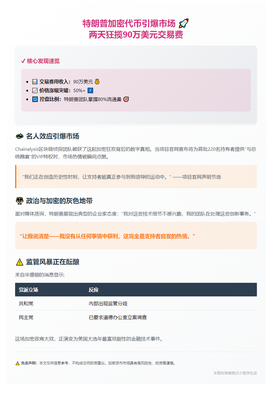 "特朗普加密代币两天收入90万美元"