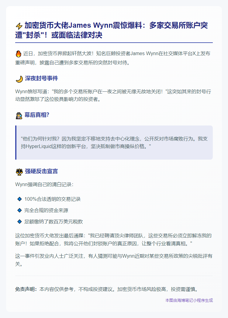 "巨鲸James Wynn起诉交易所账户被封"