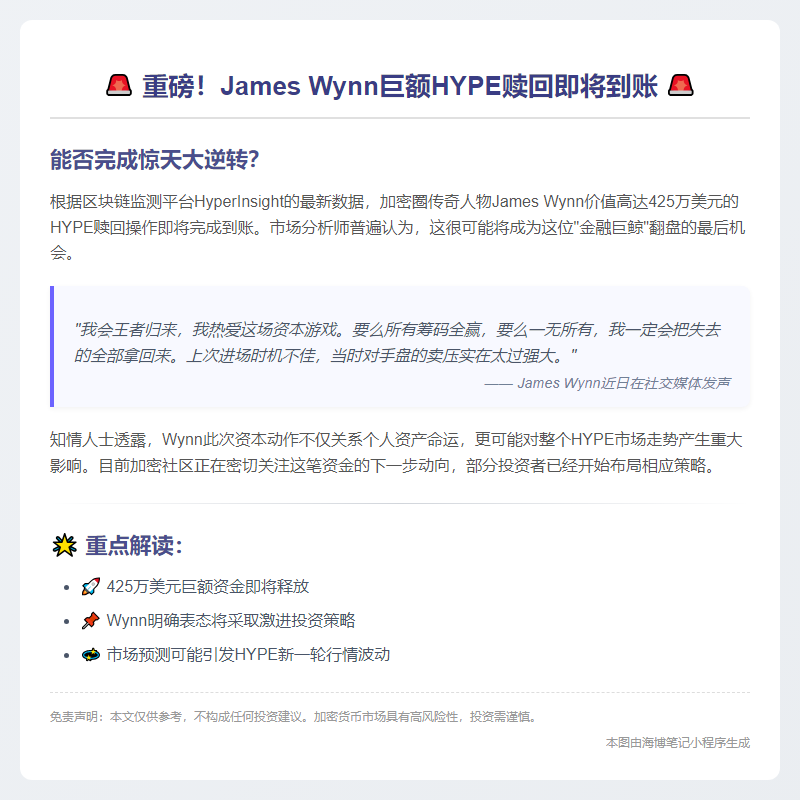 价值425万美元HYPE即将赎回