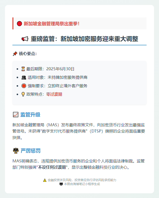 新加坡：无牌加密服务须月底停运